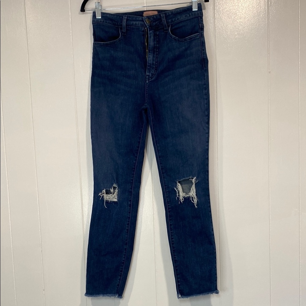 Show Me Your MuMu Jeans High Rise Distressed Raw Hem Grunge Dark Blue Size 8 29